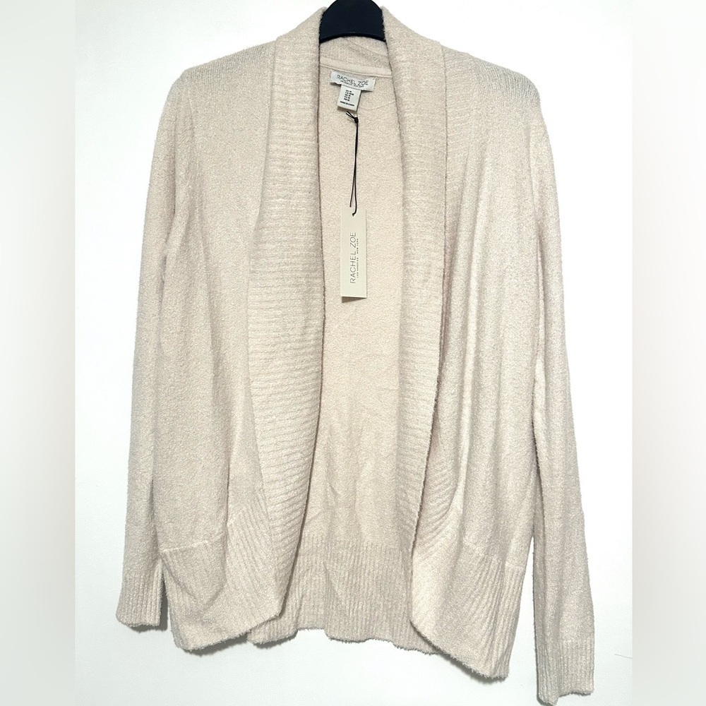 Rachel Zoe Cream Open-Front Knit Cardigan